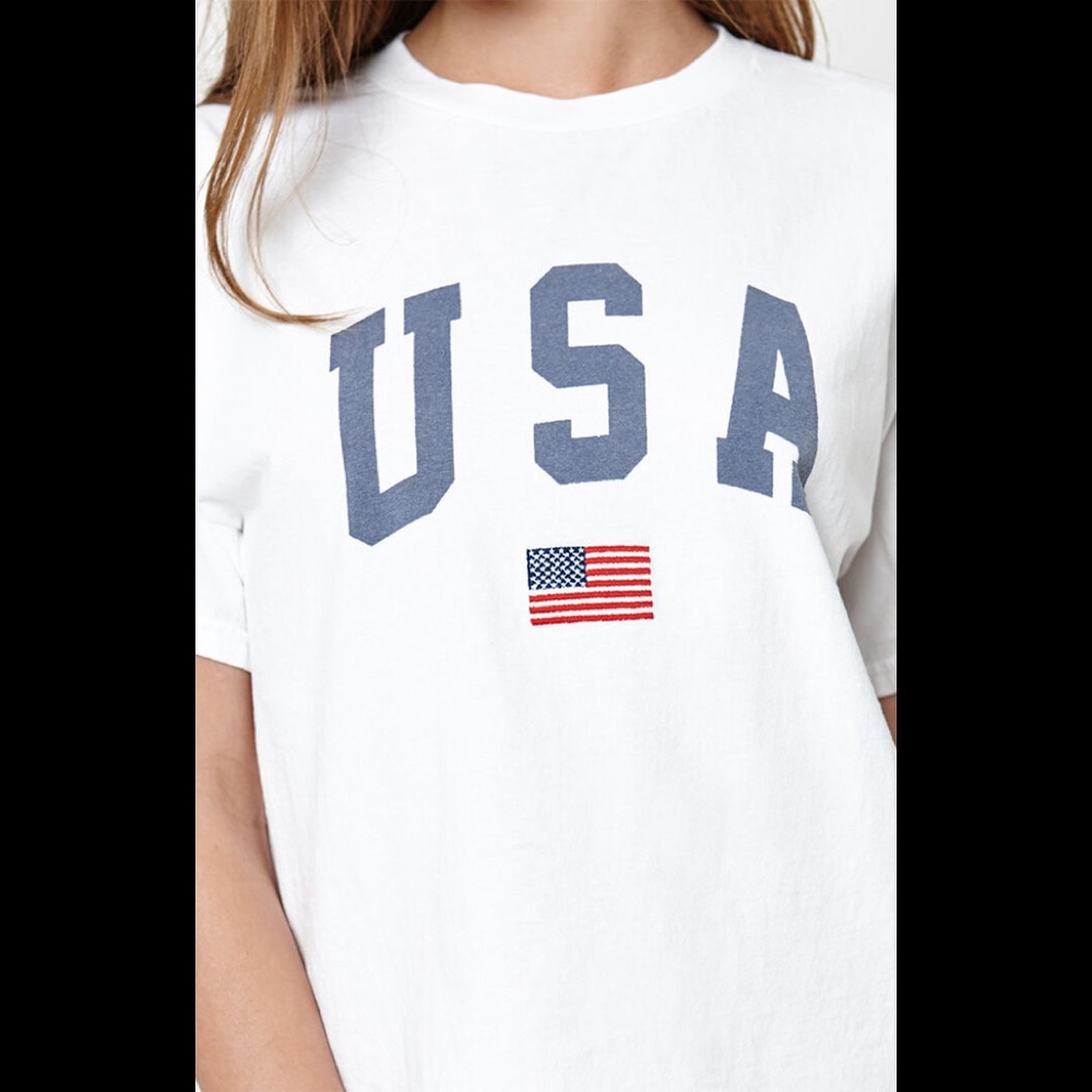 Brandy Melville crop top - usa w/ embroidered flag